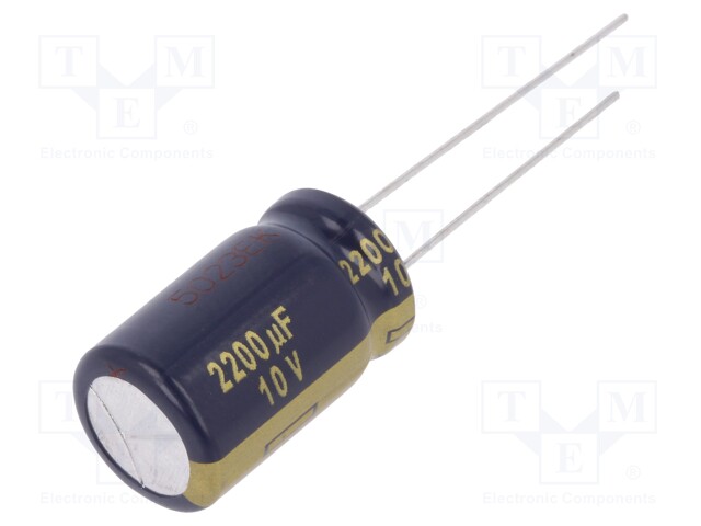 Capacitor: electrolytic; low impedance; THT; 2200uF; 10VDC; ±20%