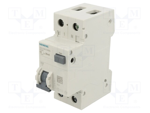 RCBO breaker; Inom: 6A; Ires: 30mA; Poles: 1+N; 230/400VAC; DIN; IP20