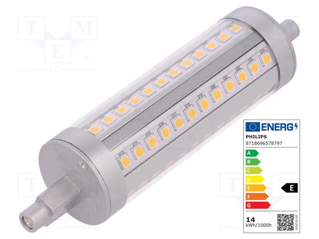 LED lamp; white; R7S; 230VAC; 1600lm; 14W; 3000K; CRImin: 80