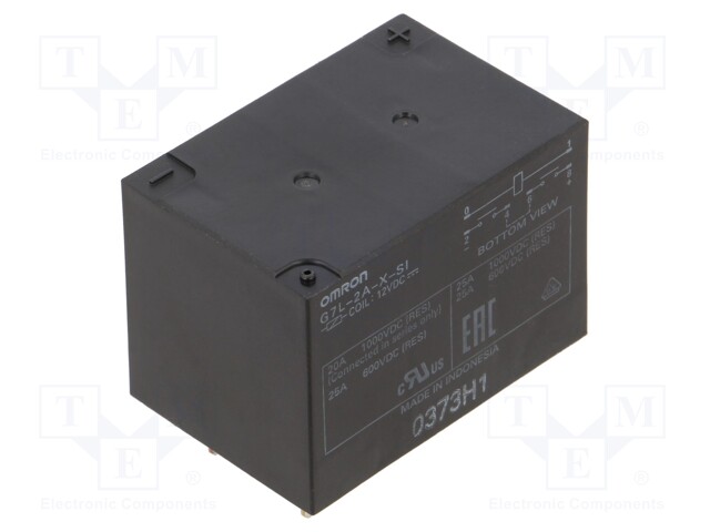 Relay: electromagnetic; DPST-NO; Ucoil: 12VDC; Icontacts max: 30A