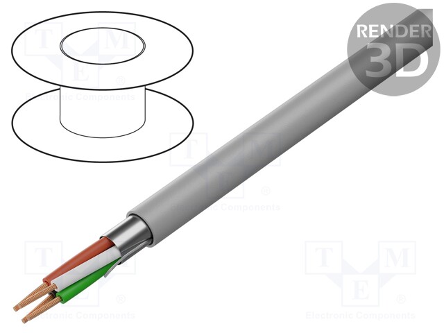 Wire: loudspeaker cable; stranded; Cu; grey; Al-PET foil; LSZH