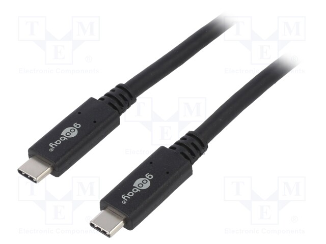 Cable; USB 3.2; both sides,USB C plug; 1m; black; 20Gbps; 100W