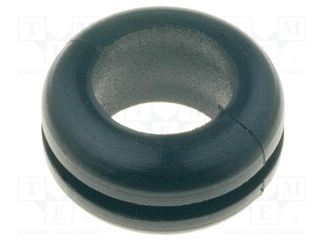 Grommet; Ømount.hole: 8mm; Øhole: 6mm; PVC; black; -30÷60°C; UL94V-2