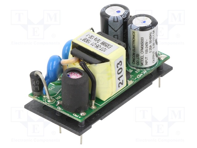 Converter: AC/DC; 6W; Uout: 3.3VDC; Iout: 1.5A; 75%; Mounting: PCB