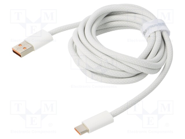 Cable; USB 2.0; USB A socket,USB C plug; 2m; white; 100W