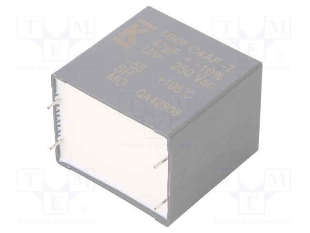 AC Film Capacitor, 47 µF, 250 VAC, Metallized PP, ± 10%, C4AF Series, Radial Box