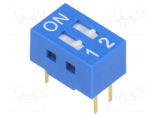 Switch: DIP-SWITCH; Poles number: 2; ON-OFF; 0.05A/12VDC; Pos: 2