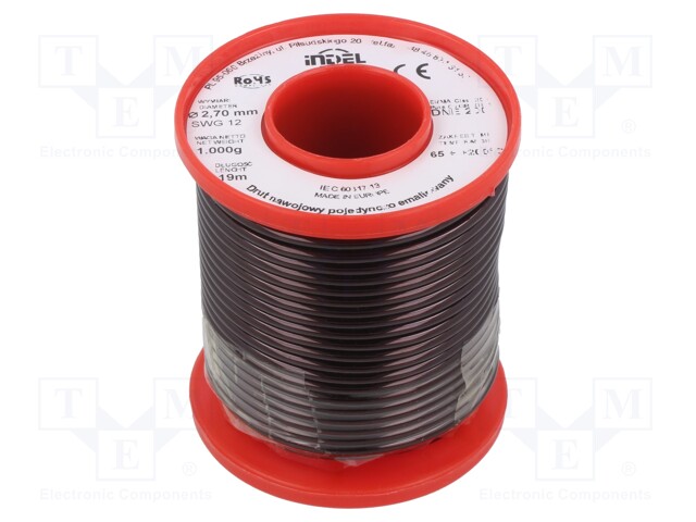 Coil wire; single coated enamelled; 2.7mm; 1kg; -65÷200°C