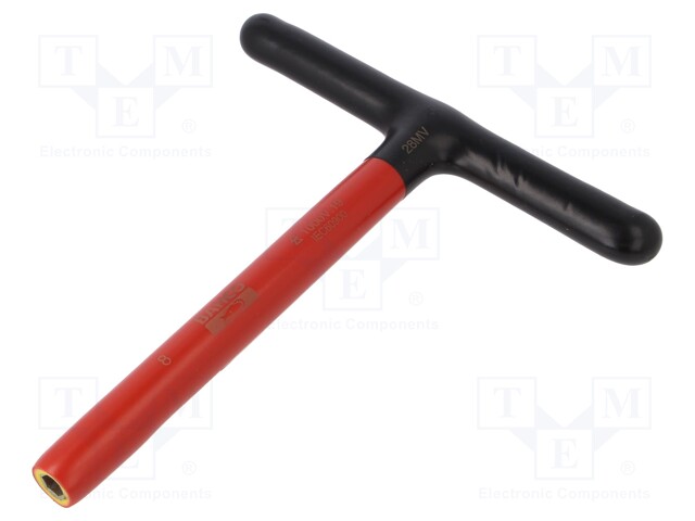 Key; insulated,socket spanner; tool steel; Socket: HEX 8mm; 1kV