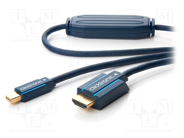 Cable; mini DisplayPort plug,HDMI plug; 2m; blue