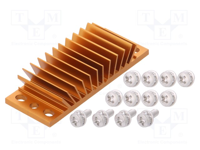 Heatsink: extruded; grilled; golden; L: 23mm; W: 58mm; H: 11.4mm