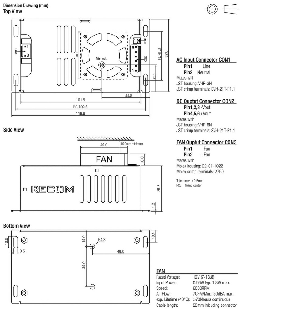 Power supply: switched-mode; 135W; 120÷370VDC; 85÷264VAC; OUT: 1