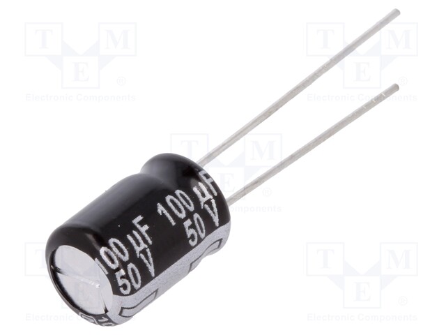 Capacitor: electrolytic; THT; 100uF; 50VDC; Ø8x11.5mm; Pitch: 3.5mm