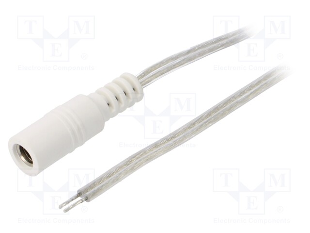 Cable; wires,DC 5,5/2,5 socket; straight; 0.5mm2; transparent; 3m