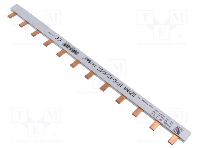 Busbar; 16mm2; Poles: 1; Urated: 400V; Pitch: 27mm; No.of mod: 12