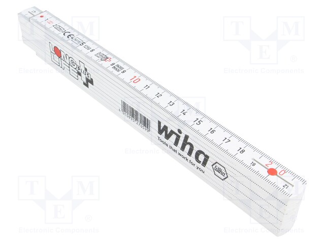 Folding ruler; L: 2m; Width: 15mm; Colour: white