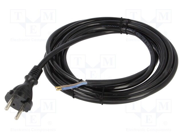 Cable; CEE 7/17 (C) plug,wires; PUR; 4m; black; 2x1,5mm2; 16A; 250V