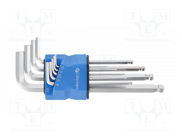 Wrenches set; hex key,spherical; tool steel; Conform to: DIN 911