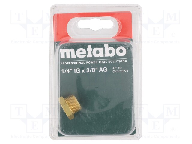 Thread adapter; brass; Ext.thread: 3/8"; Int.thread: 1/4"