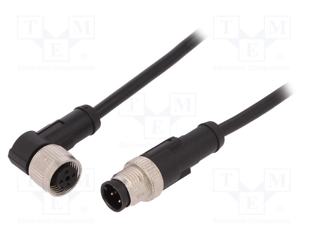 Connection lead; M12; PIN: 4; 10m; plug; 250VAC; 4A; -25÷80°C; 250VDC