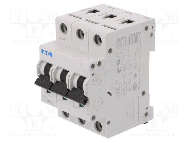 Circuit breaker; 230/400VAC; Inom: 10A; Poles: 3; DIN; Charact: C