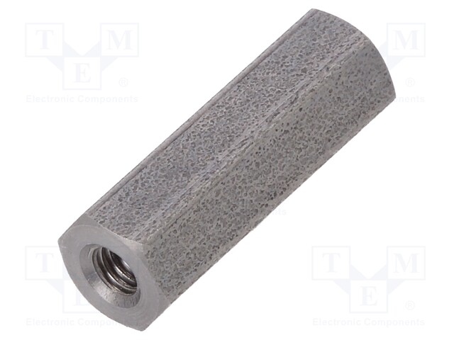 Screwed spacer sleeve; Int.thread: M2,5; 15mm; hexagonal