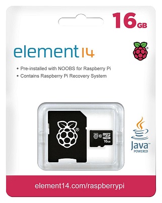 Raspberry Pi NOOBS MicroSD Card; SDHC Micro; 16GB; 30MB/s; Class 10