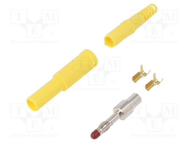 Plug; 4mm banana; 32A; 1kVDC; yellow; Max.wire diam: 2.5mm