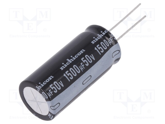 Capacitor: electrolytic; THT; 1500uF; 50VDC; Ø18x40mm; Pitch: 7.5mm