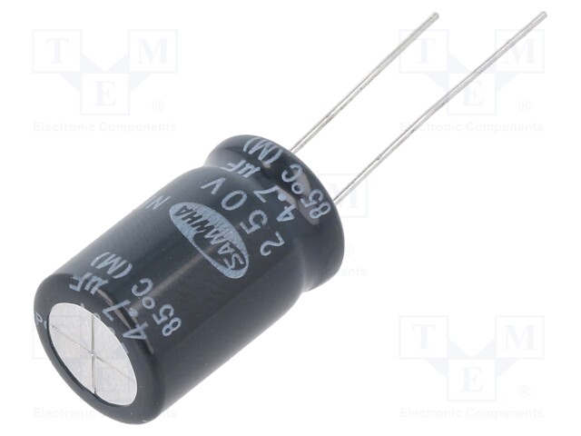 Capacitor: electrolytic; THT; 4.7uF; 250VDC; Ø12.5x20mm; ±20%