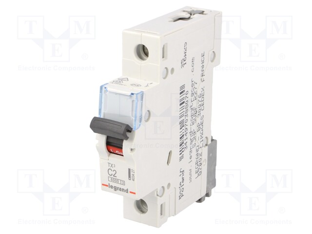 Circuit breaker; 230VAC; Inom: 2A; Poles: 1; DIN; Charact: C; 6kA