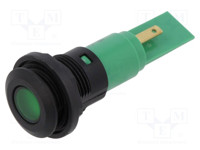 Indicator: LED; green; 12VDC; 12VAC; Ø16mm