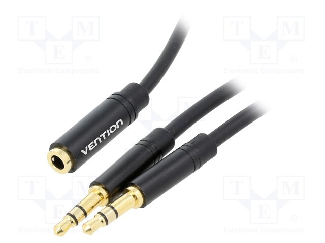 Cable; Jack 3.5mm 3pin socket,Jack 3.5mm 3pin plug x2; 1.5m