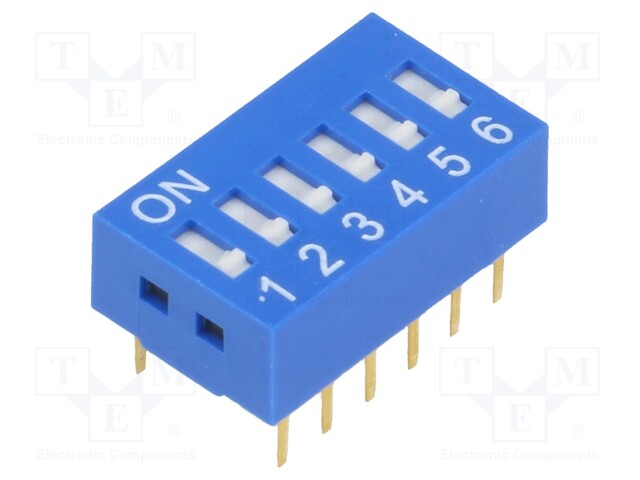 Switch: DIP-SWITCH; Poles number: 6; ON-OFF; 0.05A/12VDC; Pos: 2