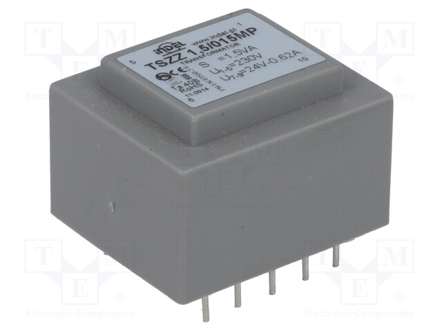 Transformer: encapsulated; 1.2VA; 230VAC; 24V; 0.05A; Mounting: PCB