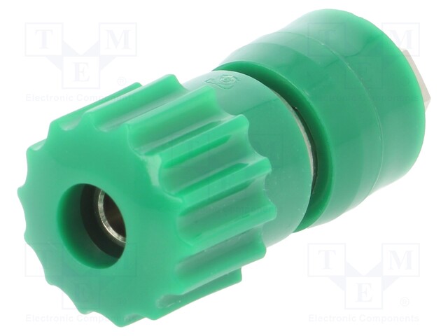 Socket; 4mm banana; 16A; 60VDC; green; nickel plated; max.3.5mm