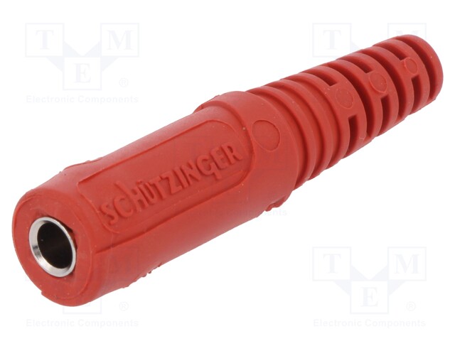 Socket; 4mm banana; 10A; 70VDC; red; nickel plated; on cable; Ø: 2mm