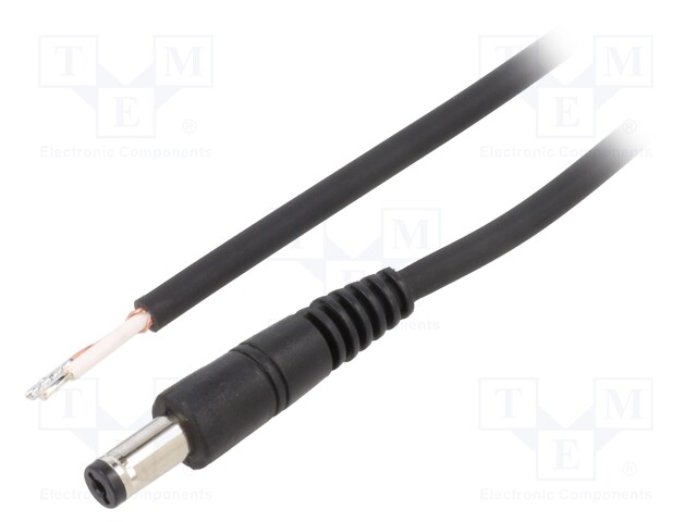 Cable; wires,DC 5,5/1,7 plug; straight; 0.75mm2; black; 0.5m
