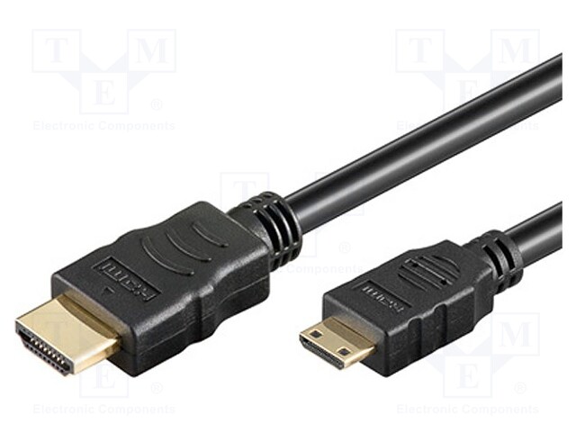 Cable; HDMI 1.4; HDMI mini plug,HDMI plug; 1m; black