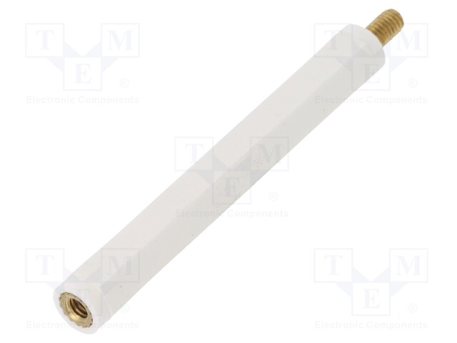 Insulating sleeve; hexagonal; M4; M4; L: 65mm; Spanner: 8mm; UL94V-2