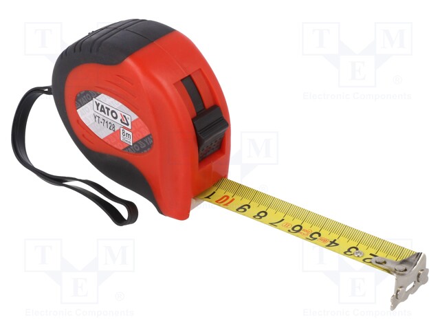 Measuring tape; L: 8m; Width: 25mm; Enclos.mat: ABS; Class: II