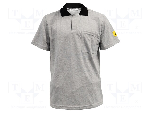 Polo shirt; ESD; M; EN 61340-5-1; grey