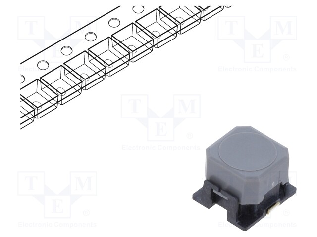 Microswitch TACT; SPST-NO; Pos: 2; 0.05A/16VDC; SMD; none; 3N; grey