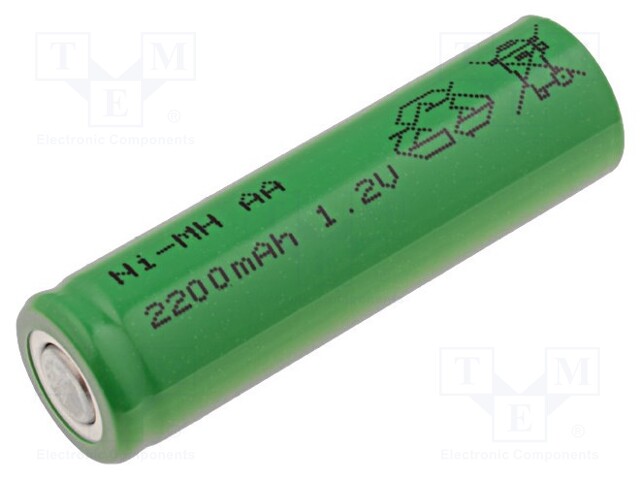 Re-battery: Ni-MH; AA; 1.2V; 2200mAh; Ø14.5x48.7mm; Features: low +