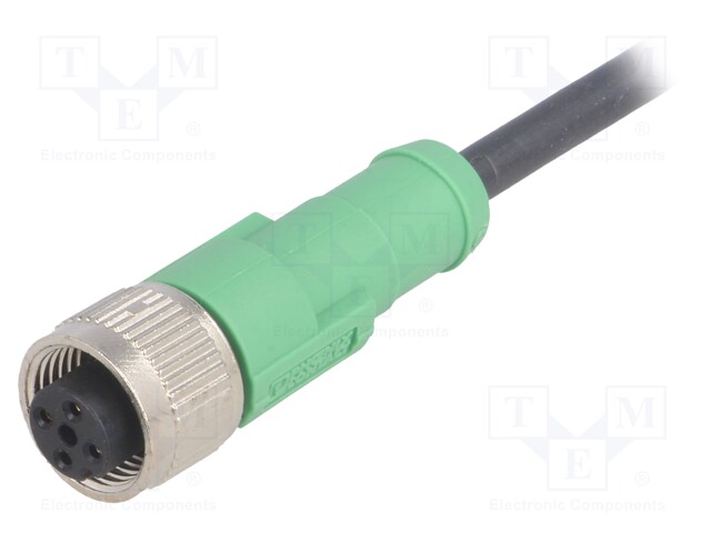 Connection lead; M12; PIN: 4; straight; 10m; plug; 250VAC; 4A; 250VDC