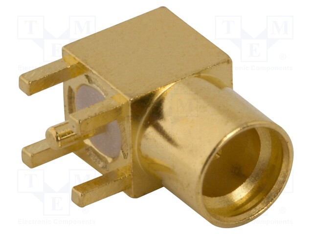 Socket; MMCX; female; angled 90°; THT; gold-plated; 50Ω