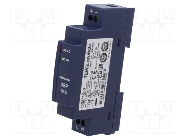 Power supply: switched-mode; for DIN rail; 7.5W; 5VDC; 1.5A; 74%