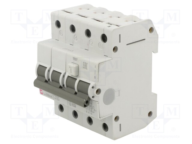 RCBO breaker; Inom: 16A; Ires: 300mA; Poles: 3+N; 230/400VAC; DIN