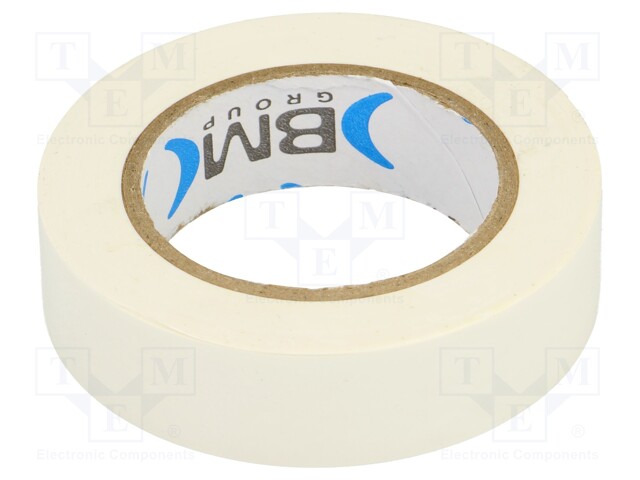 Tape: electrical insulating; W: 15mm; L: 10m; Thk: 0.15mm; white