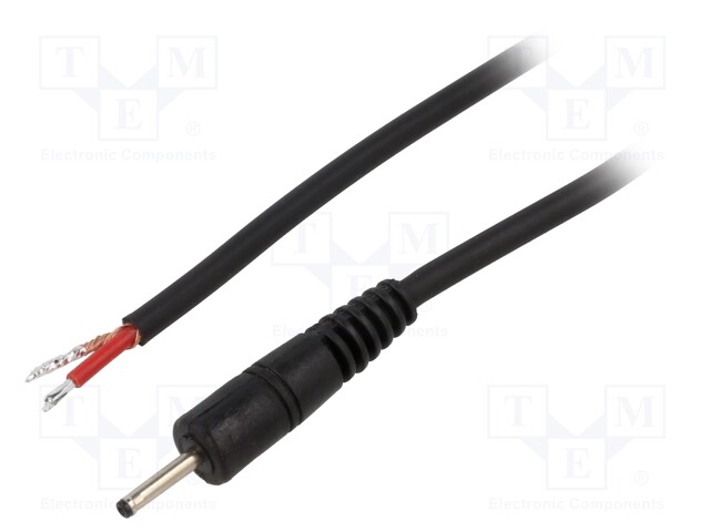 Cable; wires,DC 0,7/2,35 plug; straight; 1mm2; black; 0.5m